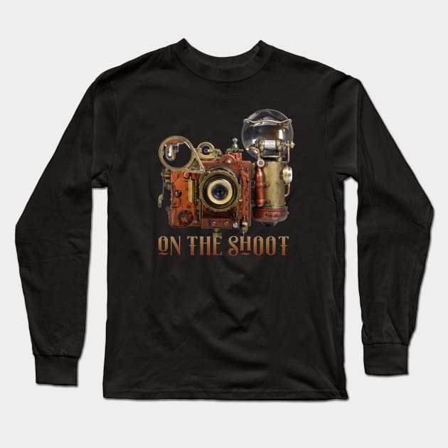 Vintage Retro Flashbulb Steampunk Camera Photography Lovers Long Sleeve T-Shirt by Dibble Dabble Designs